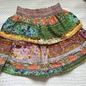Alice + Olivia Multicolor Floral Tiered Smocked Mini Skirt